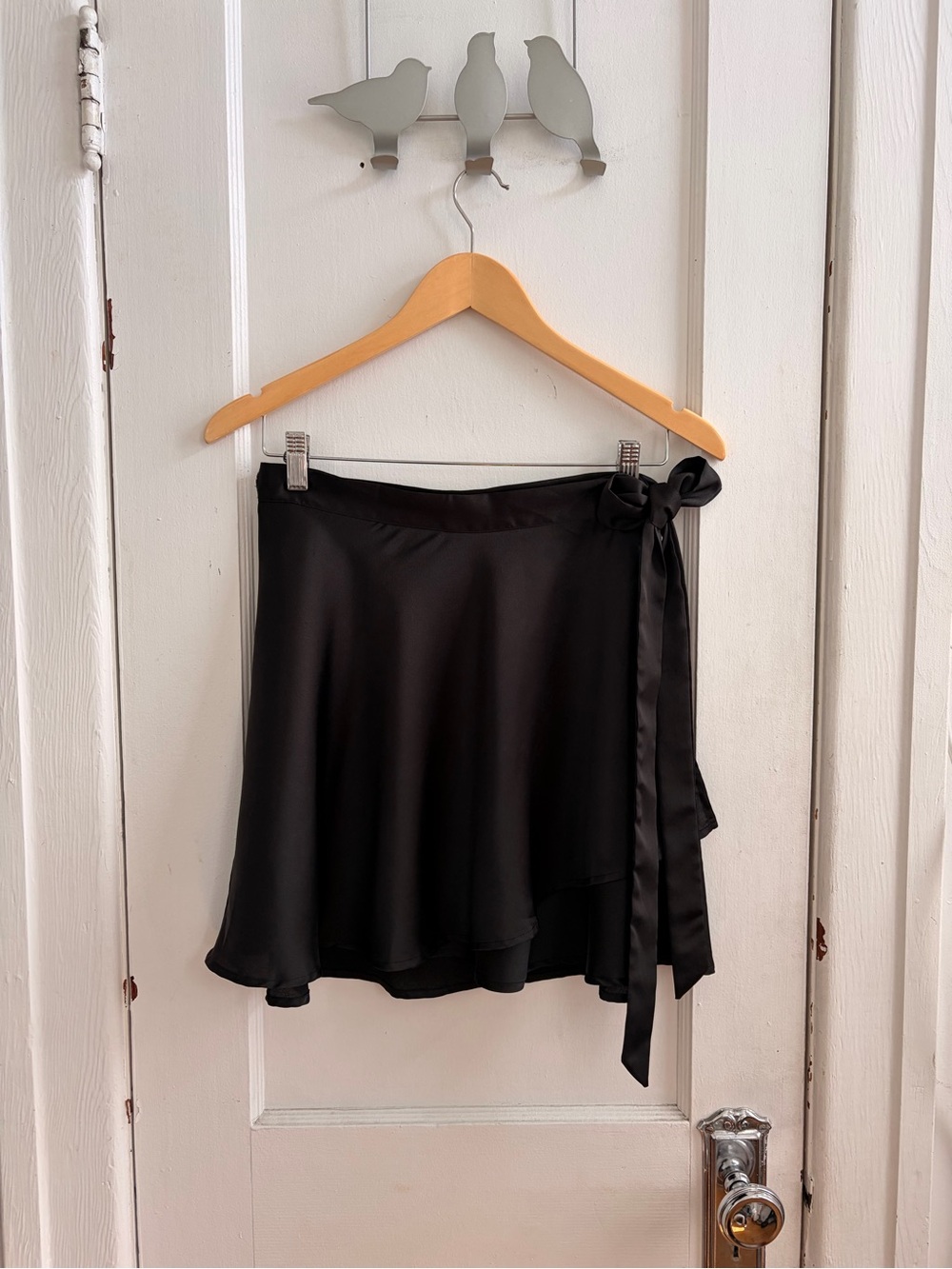 Women's Black Wrap Skirt with Side Tie